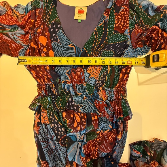 FARM Rio Blue Cool Leopard Ruffle Maxi Dress Size Small - Picture 7 of 11